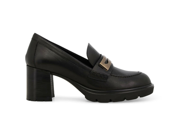 Melluso Mocassino Donna Nero in Pelle con Tacco e Carrarmato L5264-251463